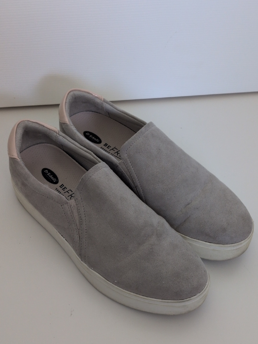 Dr. Scholl's Nova Slip-On Sneakers - Gray Microfiber With Pink Accent - 10M